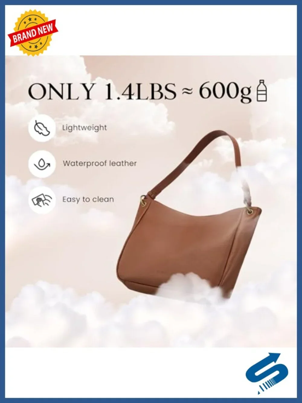 Genuine Leather Hobo Crossbody Bag with 2 Detachable Straps